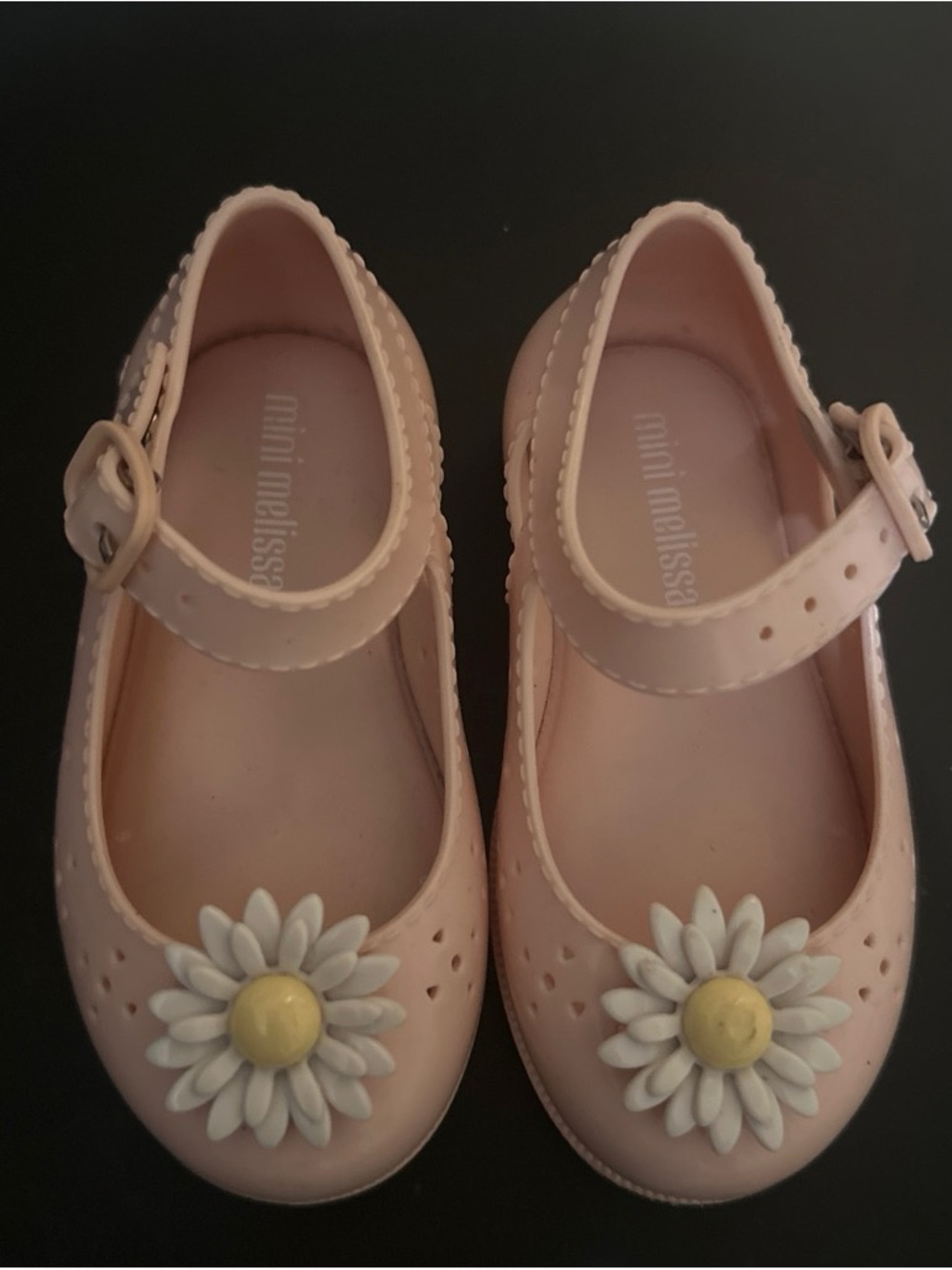 Mini Melissa Pale Pink Girls' Mary Janes with Daisy Accent